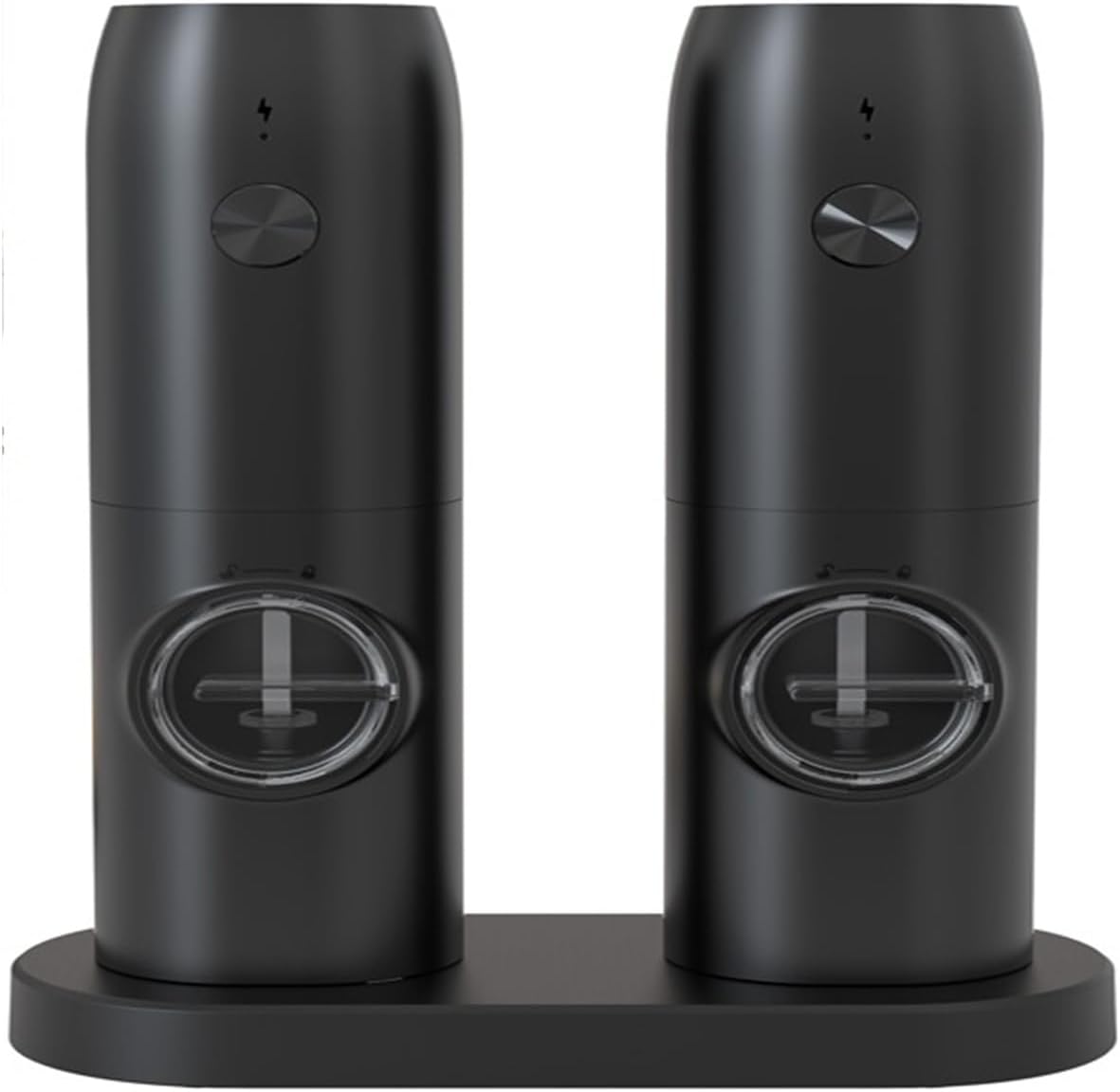 Electric Salt and Pepper Grinder Set Rechargeable Adjustable Coarseness Big Capacity Automatic Grinders Kitchen Cooking Tool(2pcs with Base)