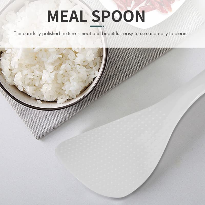 Pasuihcay Kitchen Dotted White Plastic Flat Rice Scoop Paddle Meal Spoon