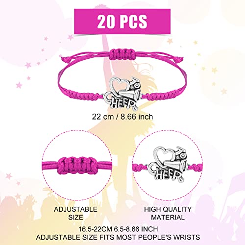 Image of TOYMIS 20PCS Cheerleading Charm Bracelets, Colorful Adjustable Cheer Bracelets Handmade Braided Bracelet Wrist Cord Bracelet Cheerleader Gifts Cheer Charm Bracelets for Cheerleaders
