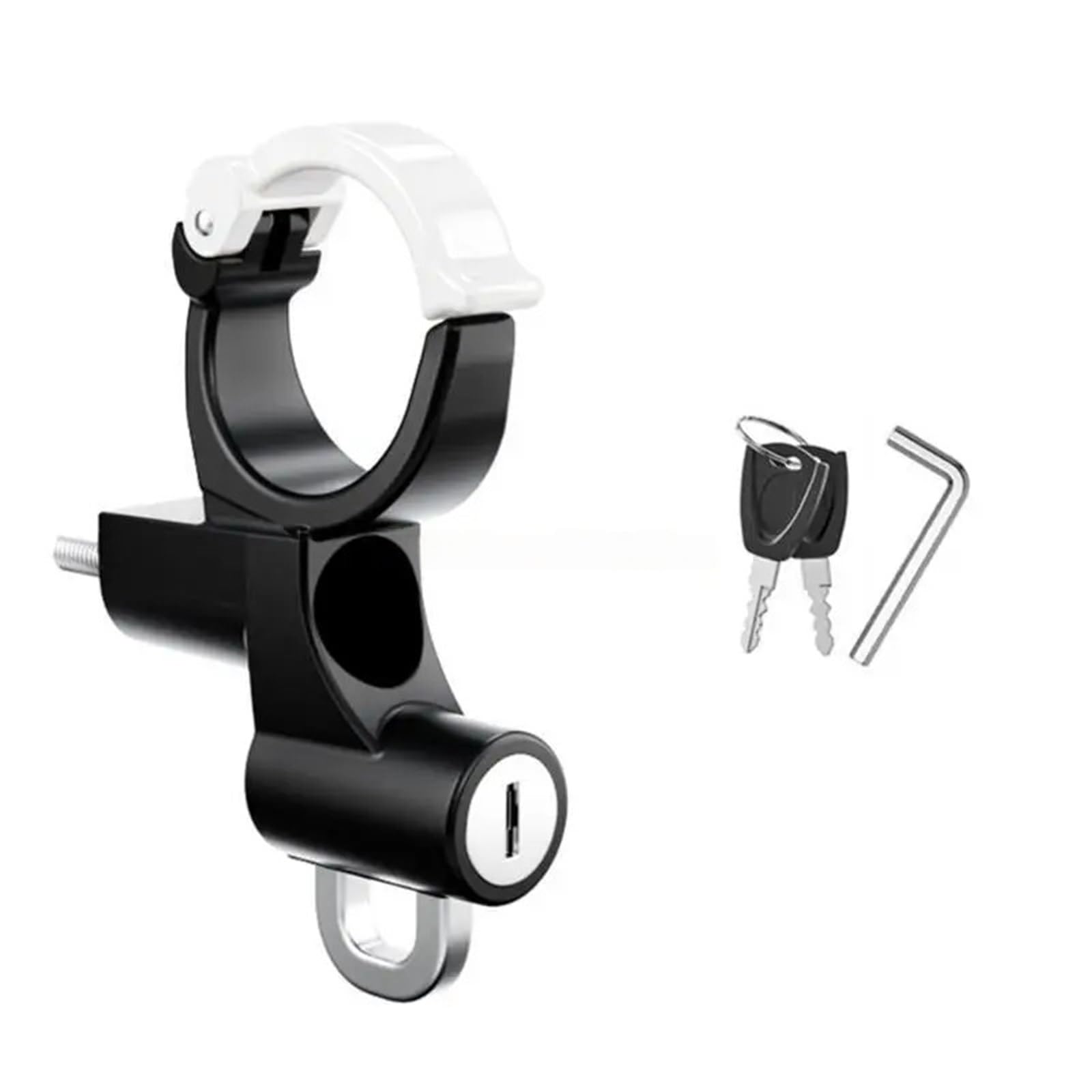 Hdrtcbu White Chain Lock Motorbike Helmets Lock Antitheft,Security Aluminumalloy Blackpadlock Fit For Scooters Handlebar Mount Motorbike Lock(White)