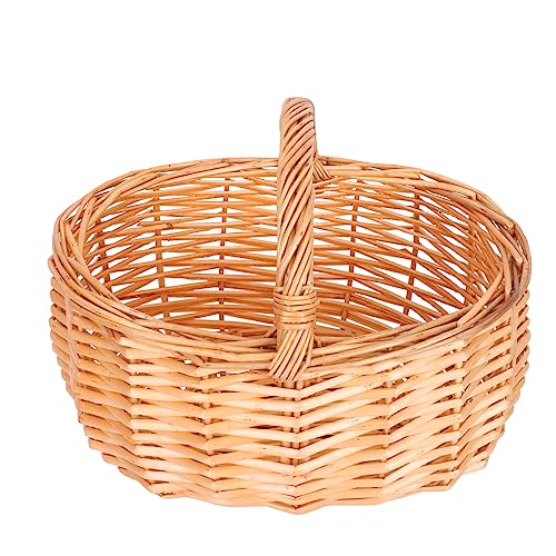 Shopping Basket Storage Baskets Decor Baskets Rustic Storage Bins Food Container Fruit Basket Toy Eggs Weaving Tote Basket Rattan Egg Storage Basket Rattan Woven Basket Brown HOLIDYOYO