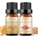 Sandalwood Oil Frankincense Essential Oil Set, 100% Pure Organic Aromatherapy Oils Gift Set for Diff