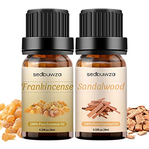 Sandalwood Oil Frankincense Essential Oil Set, 100% Pure Organic Aromatherapy Oils Gift Set For Diffuser, Massage, Soap, Candle Making - 2 X 10Ml #TOP8