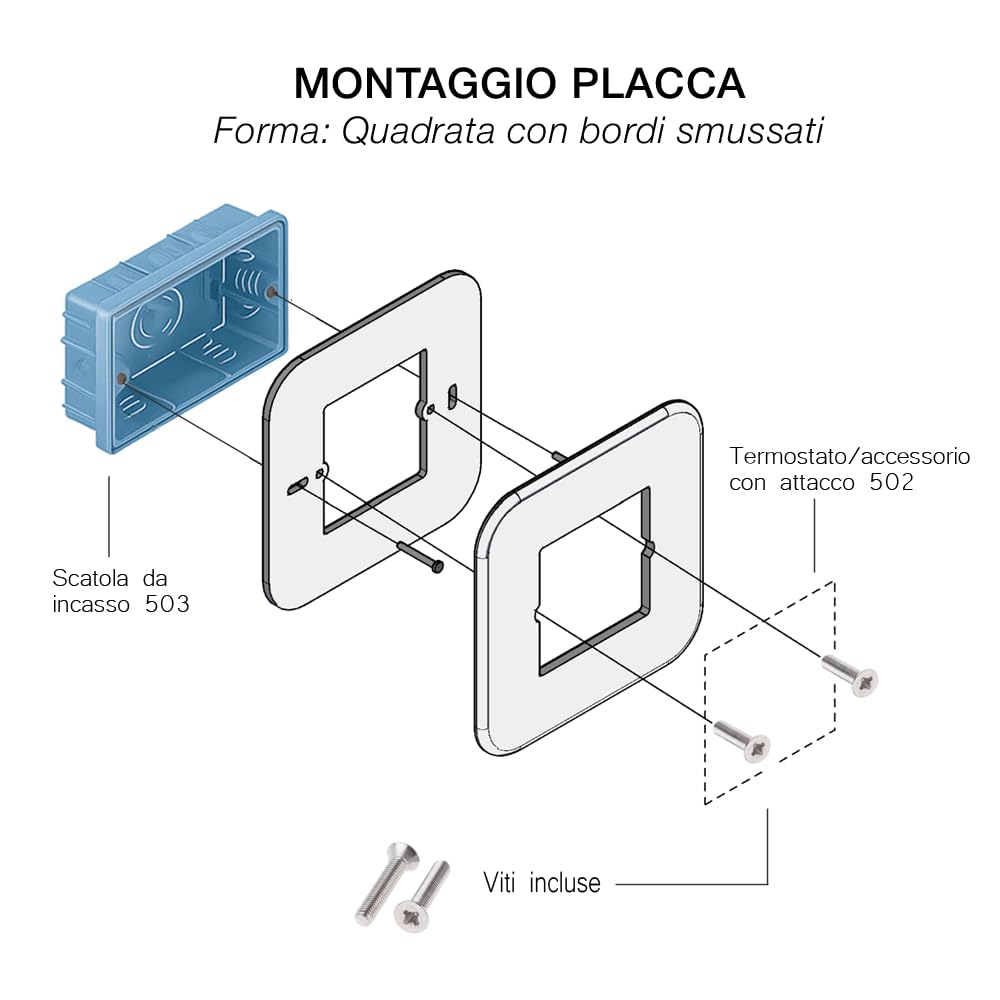 Placca per Scatola 503, Placche per termostati Compatibile con Tado Sonoff Termostato WiFi, Adattatore da scatola 503 a 502 Placca e Viti 12CM×12CM (1)