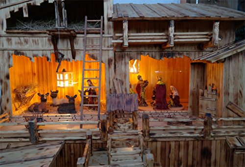 Aofoto 9X6Ft Manger Scene Backdrop Shabby Wooden Barn Sheep Shepherd Birth Of Jesus Christ In Stable Nativity Photography Background Epiphany Of Our Lord Christmas Church Play Decoration Props Vinyl #TOP10