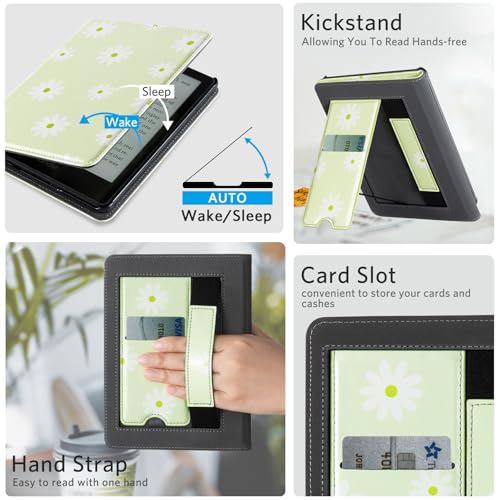 Image of CoBak Stand Case for 7 inch Kindle Paperwhite 12th Gen 2024 and Kindle Colorsoft with Hand Strap - Compatible with iPhone MagSafe, for Samsung /Belkin /Anker Wireless Charging Pads, Durable, Auto Sleep Wake