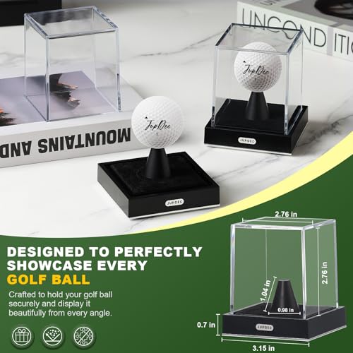 Image of JupDec Golf Ball Display Case, Clear Acrylic Single Golf Holder with Durable Base, Dustproof Cube Showcase with Black Velvet Interior, Ideal Gift for Sports Memorabilia Fans & Collectors