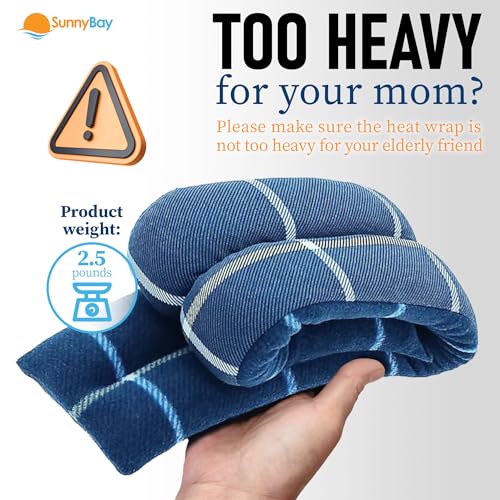 Image of SunnyBay Microwavable Heating Pad for Neck and Shoulder, Heated Neck Wrap, Microwave Heat Pad, Weighted Beanbag Moist Hot or Cold Compress, 2.2 lbs, 26x4 Inches, Ocean Blue