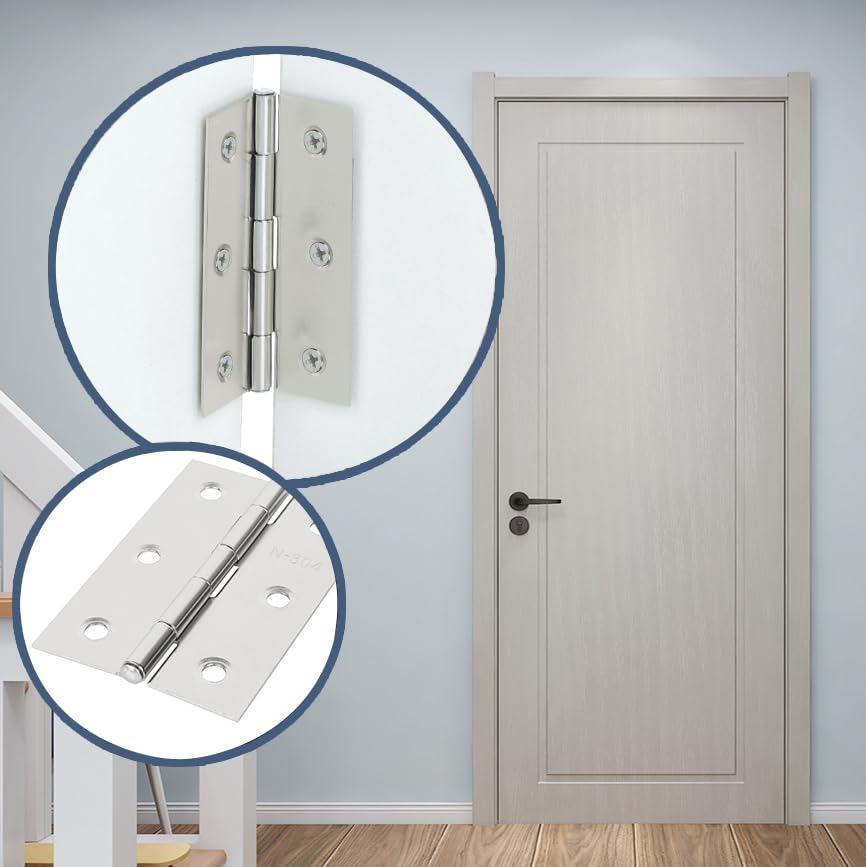 Alise Stainless Steel Brushed Finish Door Hinges, Pack of 10, HY-TBJ001LS-10P