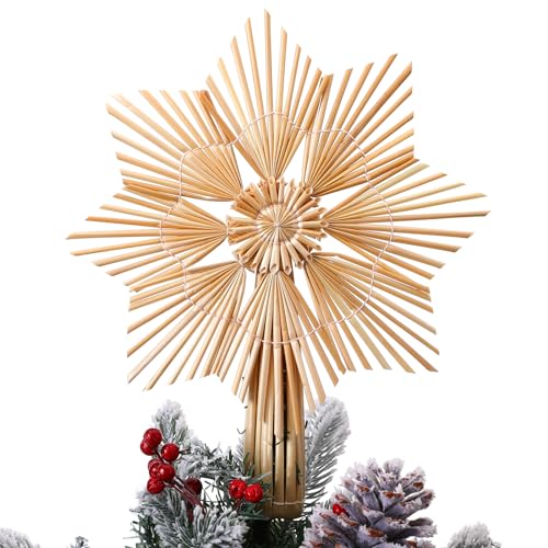 Christmas Straw Tree Topper Straw Star Ornaments...