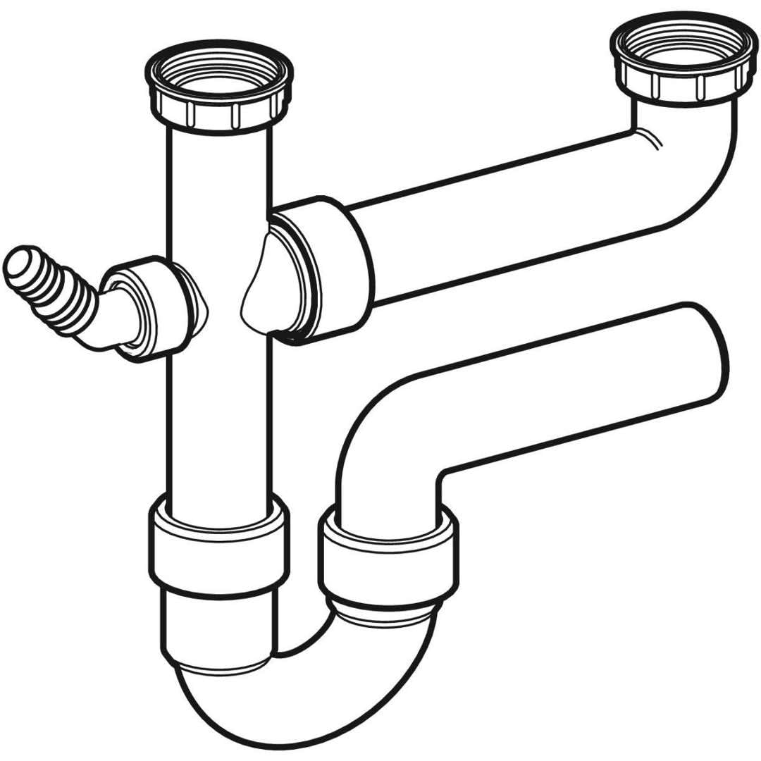 Geberit Siphon d'évier Sifon à 2 bacs - Modèle économique