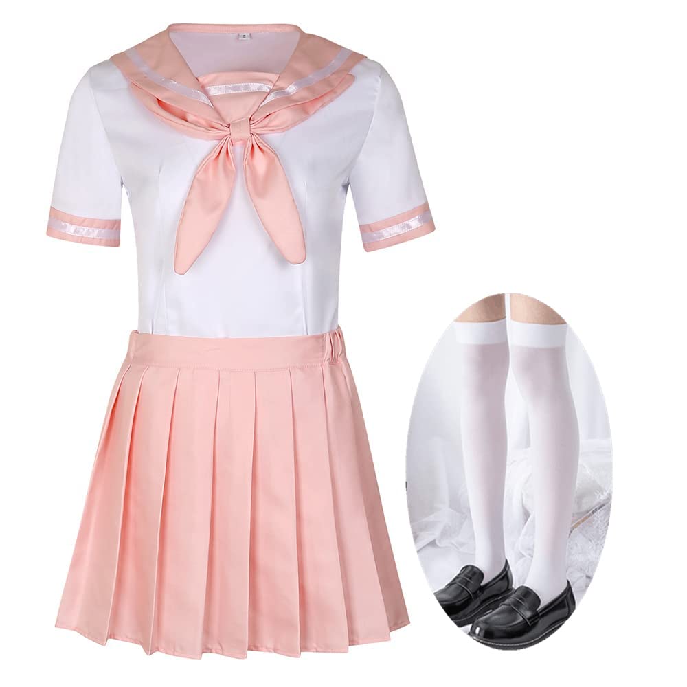 Japanese Yandere Simulator Ayano Aishi Cosplay Costume School Girl Uniform Sailor Navy Blue Pleated Skirt Set