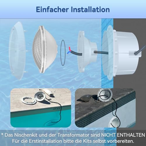 LyLmLe LED Poolbeleuchtung PAR56,18W Poolscheinwerfer Led Lampe Unterwasserscheinwerfer (Ersetzt alten PAR56 Halogenlampen) IP68 Wasserdicht, 1800lm, 12V AC/DC,6000K weiß