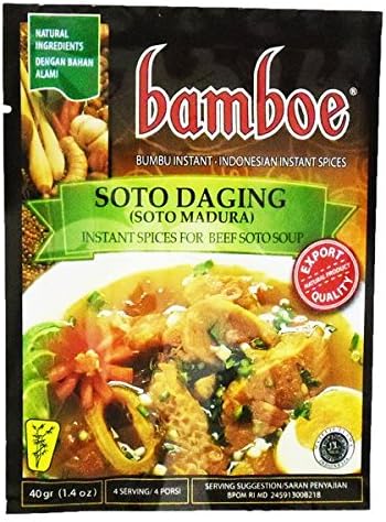 Bamboe Bumbu Instant Soto Daging Madura - Beef Soup Spice, 40 Gram (Pack of 3)