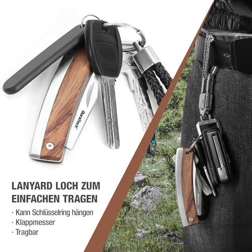DURATECH Taschenmesser Klappmesser mit Holzgriff, 170mm Taschenmesser Camping & Outdoor Messer aus Edelstahl – Bild 6