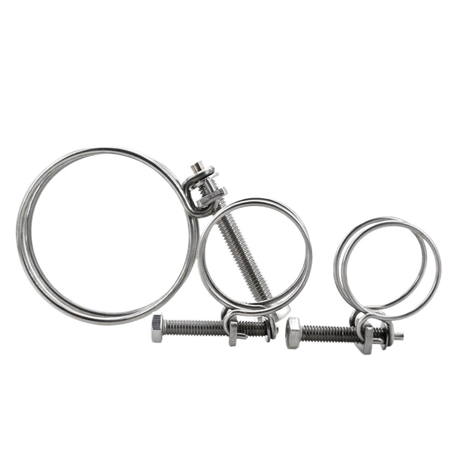 Abrazadera de manguera de acero inoxidable 304 con doble aro de garganta y fuerte ajuste de clip, fijación fija de PVC, tubo de ventilación de goma(25x2(5pcs))
