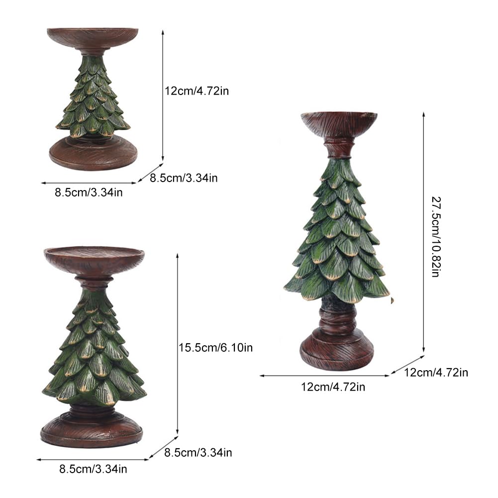 Candelabros navideños 3 Piezas de Resina con Forma de árbol de Navidad candelabros Decorativos candelabros decoración de Mesa navideña candelabro para Centro de Mesa navideño