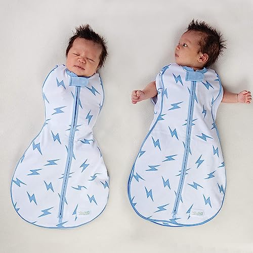 Image of Woombie Grow with Me Baby Swaddle, Convertible Swaddle Fits Babies 0-9 Months, Expands to Wearable Blanket for Babies up to 18 Months, Sleepy Grey Chevron