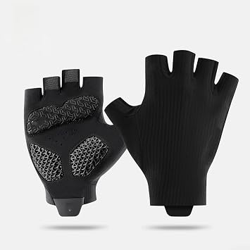 Cycling Gloves Half Finger Gel Padded Shockproof 3D Printed with Sweat Wipe for MTB Hiking Climbing Fitness Black L
