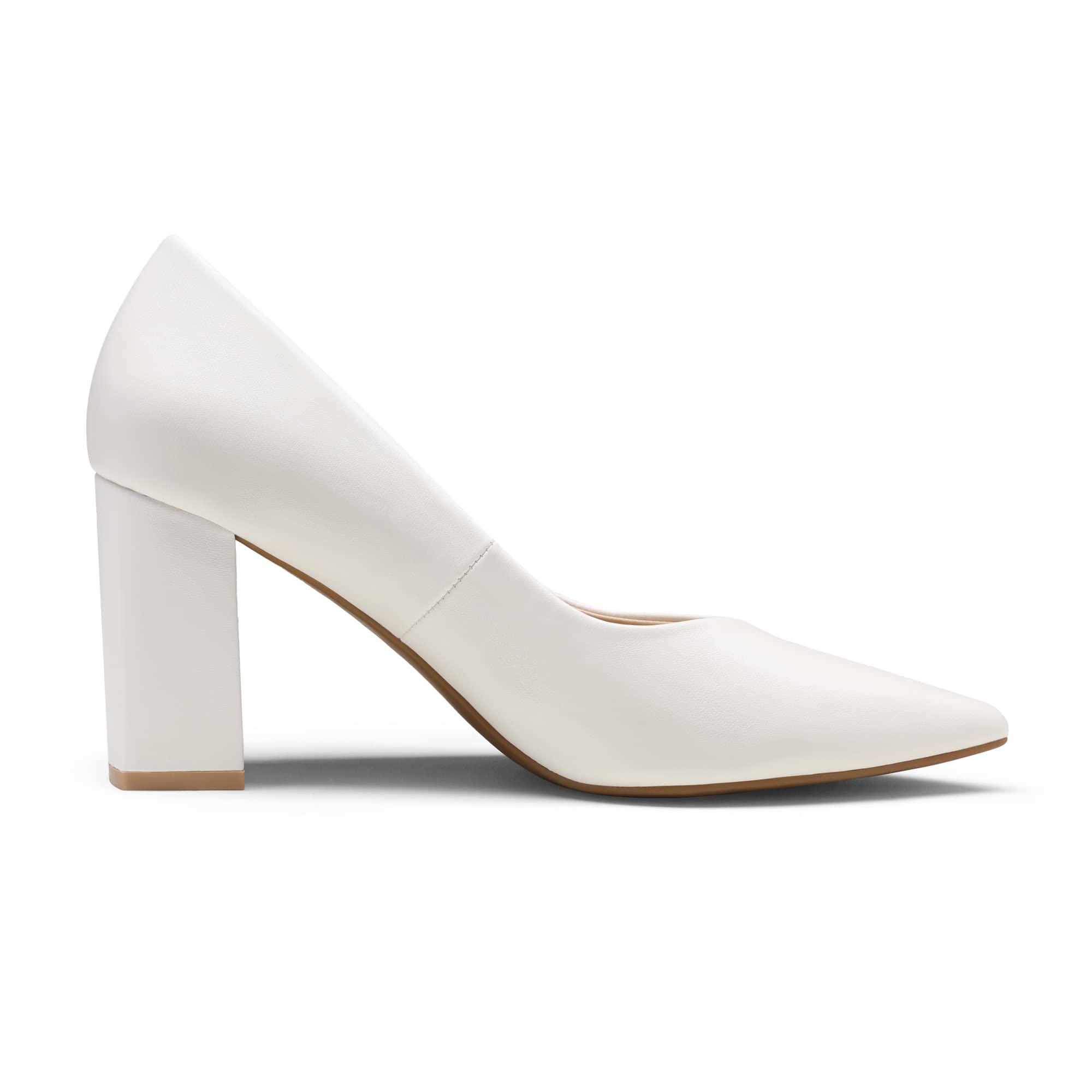 DREAM PAIRS Escarpins Femme Confort à Bout Pointu, Chaussures à Talon Bloc Élégantes pour Travail, Bureau, Mariage ou Soirée – Talon 8,5 cm