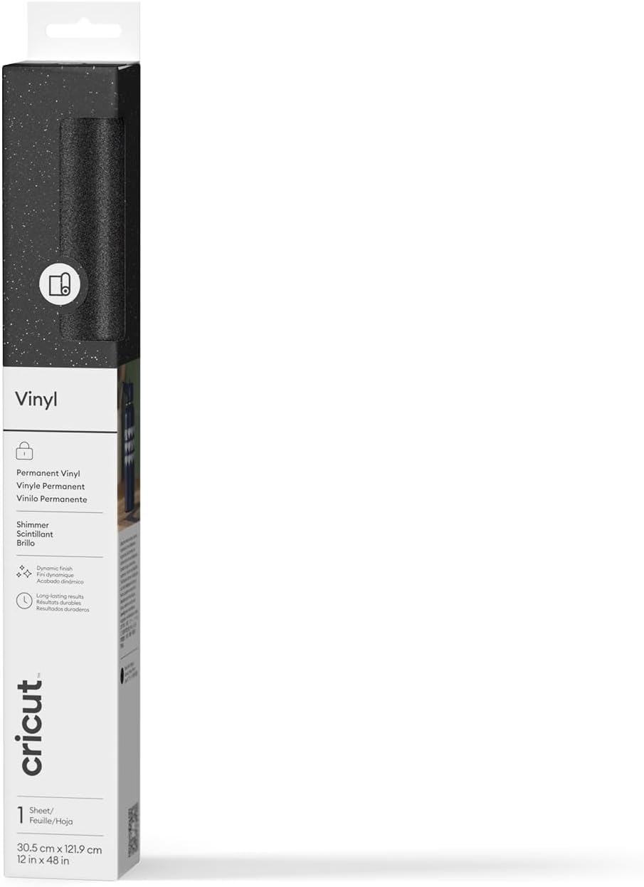 Cricut Permanent Adhesive Vinyl Sheet | 30.5 cm × 1.2 m | Shimmer Black | Self-Adhesive Vinyl for All Cutting Machines
