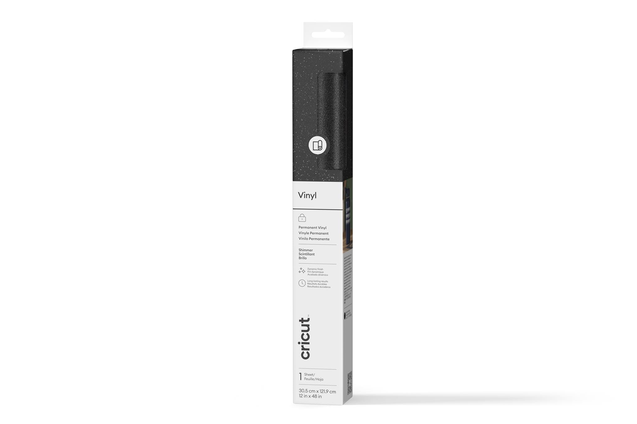 Cricut Permanent Adhesive Vinyl Sheet | 30.5 cm × 1.2 m | Shimmer Black | Self-Adhesive Vinyl for All Cutting Machines