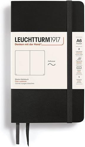 Vista 60 de LEUCHTTURM1917 - Cuaderno de tapa blanda de bolsillo A6-123 páginas numeradas para escribir y escribir diario (liso, polvo)
