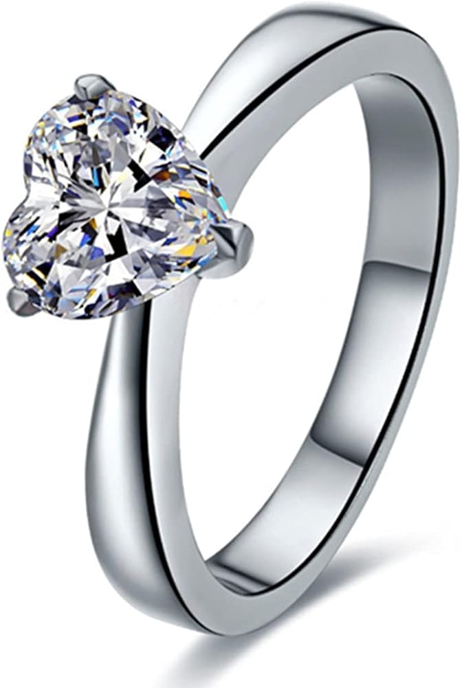 VINSON 1CT Moissanite Heart Shape Sterling Silver Solitaire