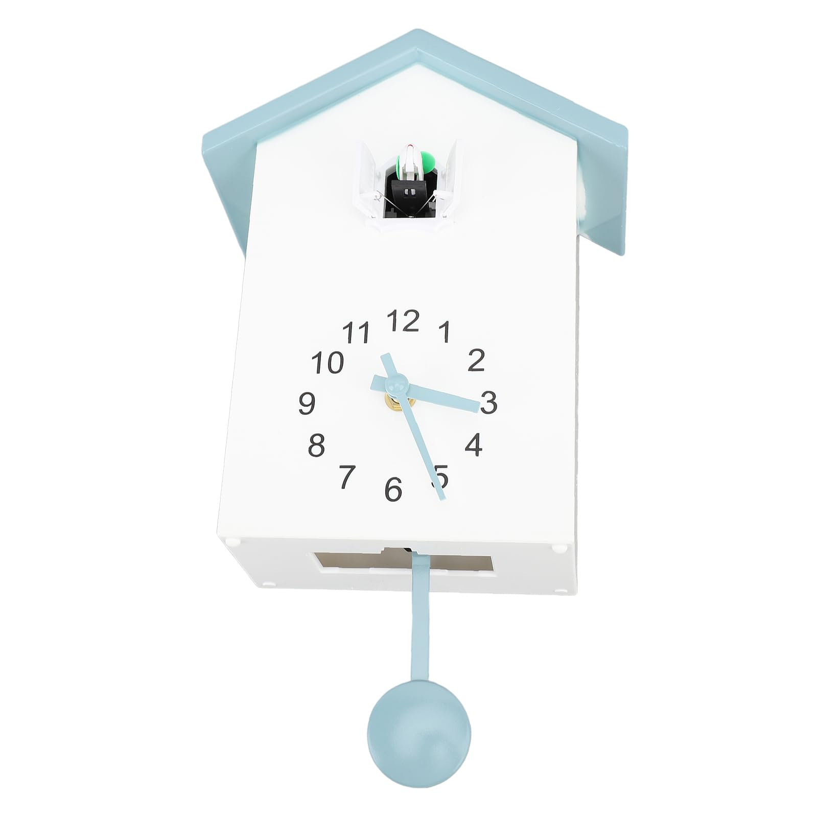 Reloj de cuco moderno minimalista azul con ventana funcional de arte