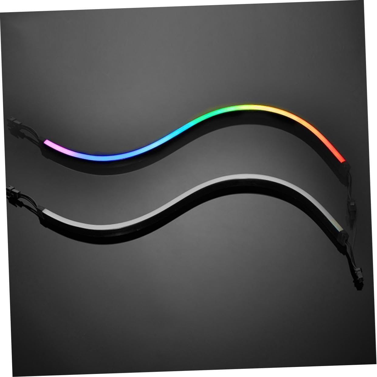 DOITOOL Barre Lumineuse Rvb 400mm pour Boîtier Pc, 2 Pièces, Abs Noir, Autocollants Adhésifs, Installation Intérieure, Décoration Élégante