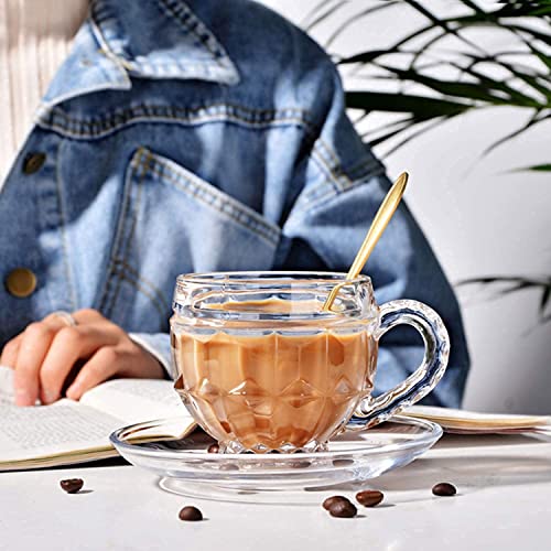 Image of MULTI ZONE 250 ML Crystal Clear Toughened Glass Tea Cup with Convenient Solid Handle Cups, Espresso Mug Set for Tea, Coffee, Hot /Cold Drinks (MZ-04)