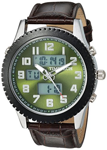 TIMETECH Men's Alarm Sport Watch Analog Digital Metal Case Green Dial