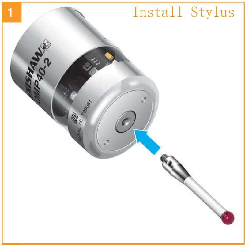 Image of Cmm Touch Probe Stylus, Ruby Ball Stylus for CNC Probe Renishaw OMP40-2 OMP60 Renishaw A-5003-4797 Probe Stylus M4 Thread L50mm D2mm Tungsten Carbide Haas Mazak Blum Marposs Machine