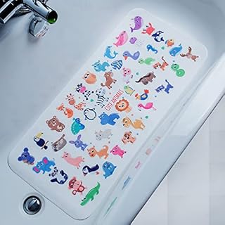 BEEHOMEE Bath Mats for Tub - Large Cartoon Non-Slip Bathroom Bathtub Mat Anti-Slip Shower Mats for Floor 89 * 40CM,Machine Washable XL Size Bathroom Mats (Animals)