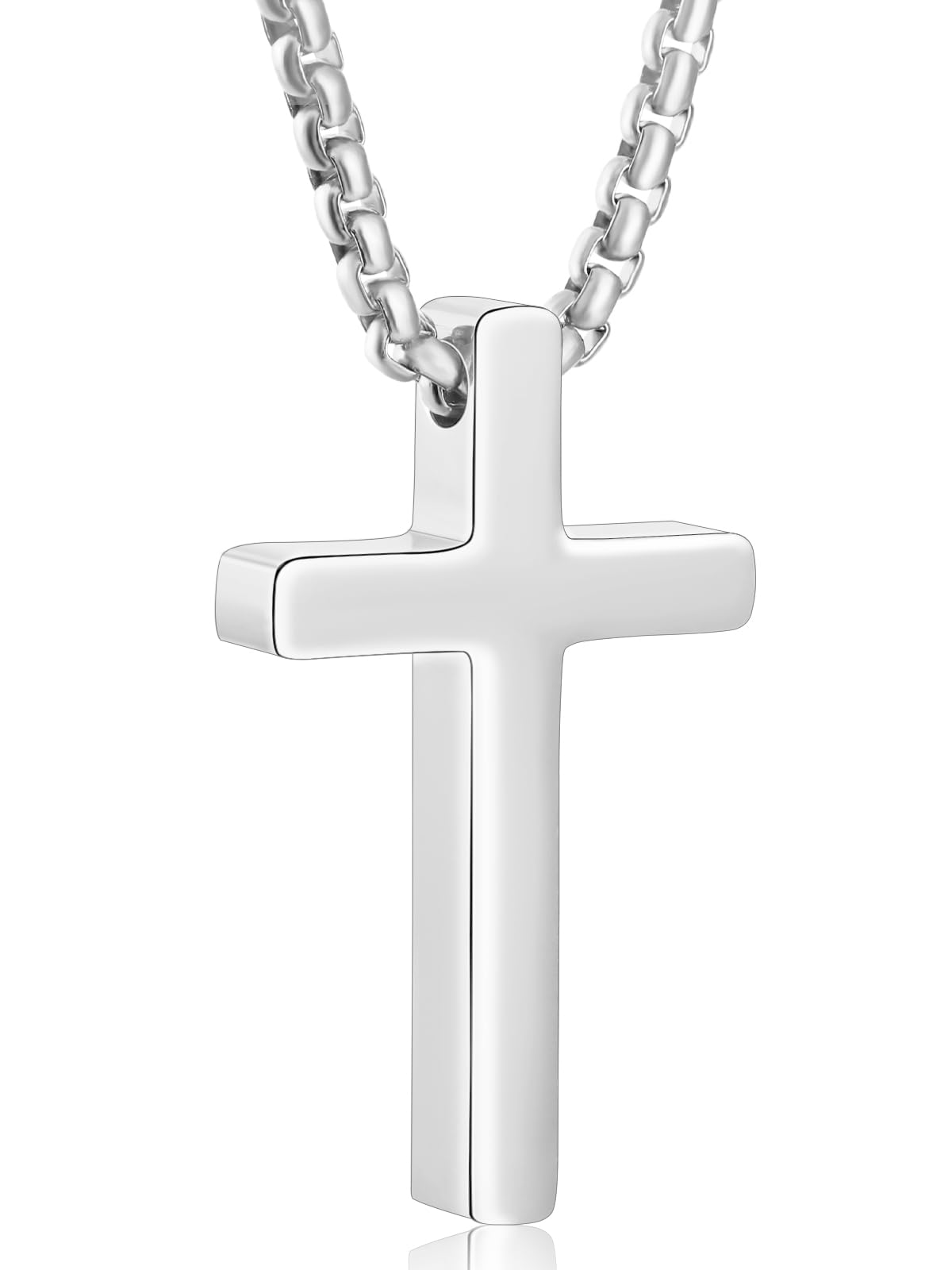 Aretas Kreuz Halskette für Herren Jungen Cross Necklace Chain Men Silber Gold Schwarz Taufgeschenke Kette Kreuz Anhänger Kette mit 16-24 Zoll Edelstahl Kreuz Halskette Schmuckgeschenke