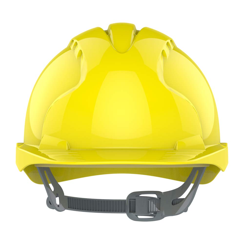 JSP EVO 2 Casque de sécurité avec harnais à cliquet Casque de sécurité industriel EN 397 pour le bâtiment, la construction et les chantiers Jaune (AJE030000200)