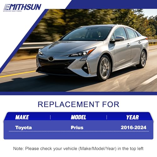Image of EMITHSUN Replacement for 2016-2024 Toyota Prius Windshield Wiper Blades | 28 inch+16 inch,OEM Quality,Front Wipers,Stable & Quiet Performance,All-Seasons Rubber Wiper Blades,Streak-Free Wiping