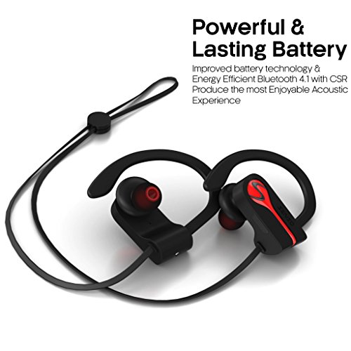 SENSO Bluetooth Wireless Headphones, Best Sports Earphones w/Mic IPX7 Waterproof HD Stereo Sweatproof Earbuds for Gym Running Workout 8 Hour Battery Noise Cancelling Headsets HiFi Cordless Headphones