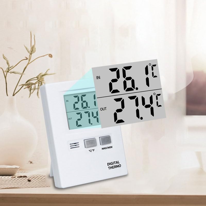 ABS Rectangle Indoor Outdoor Digital Display Multifunctional Thermometer Wall-Mounted