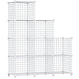 Wolizom Wire Cube Storage, Metal Grids Shelves Bookshelf, Stackable Modular Shelving Organizer, DIY