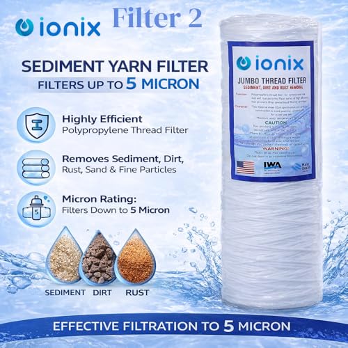 Image of IONIX Maxi Tank filteration system for Whole house water filteration, Dual Filter setup with Sediment with dual seiment water treatment, comes with Lifetime washable Stainless steel mesh