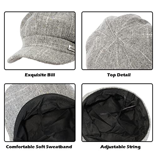 Women Wool Newsboy Hats Cabbie Hat Beret Paperboy Tweed Baker Boy Cap #TOP3