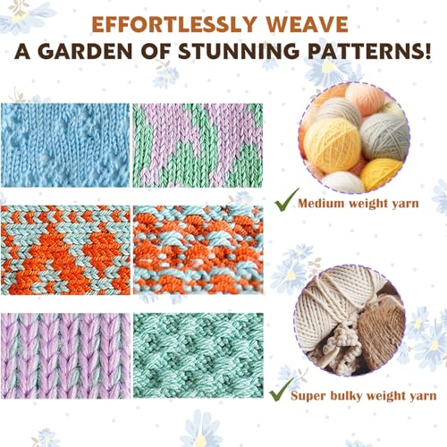 Knitting Machine, LK150 6.5mm Mid Gauge 150 Stitches Portable Plastic Domestic Smart Weaving Set with Accessories for Sock Hat Scarf, Hand Sweater Knitting Machine Kit for Kids