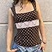 MANGMAO Emo Coquette Cropped Top Grunge 2000s Spaghetti Strap Tops Streetwear Vintage Camisole Y2k Cheetah Tops (Large,Brown Polka Dot)