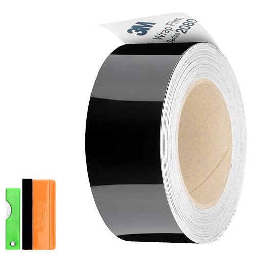 Miniatura 1 de 3M 1080 2080 - Kit de envoltura de vinilo negro brillante de 2 pulgadas x 50 pies para borrar ventana, acabado de puerta, kit de herramientas