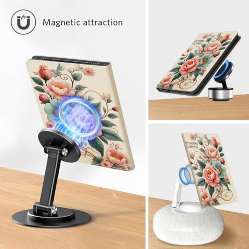 Image of CoBak Stand Case for 7 inch Kindle Paperwhite 12th Gen 2024 and Kindle Colorsoft with Hand Strap - Compatible with iPhone MagSafe, for Samsung /Belkin /Anker Wireless Charging Pads, Durable, Auto Sleep-Gray