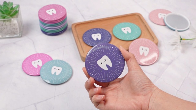 Geetery 36 Pcs Valentine Dentist Appreciation Gifts Tooth Compact Mirrors Dental Hygienist Assistant Accessories for Dental Students Woman Office Staffs Assistants