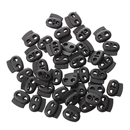 Daijianbin Double Hole Spring Loaded Cordón Cuerda Cord Locks Negro 40