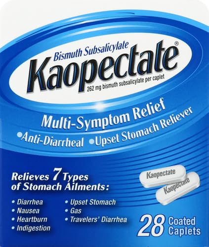 Kaopectate Multi-Symptom Anti-Diarrheal& Upset Stomach Reliever, 28 Caplets, White