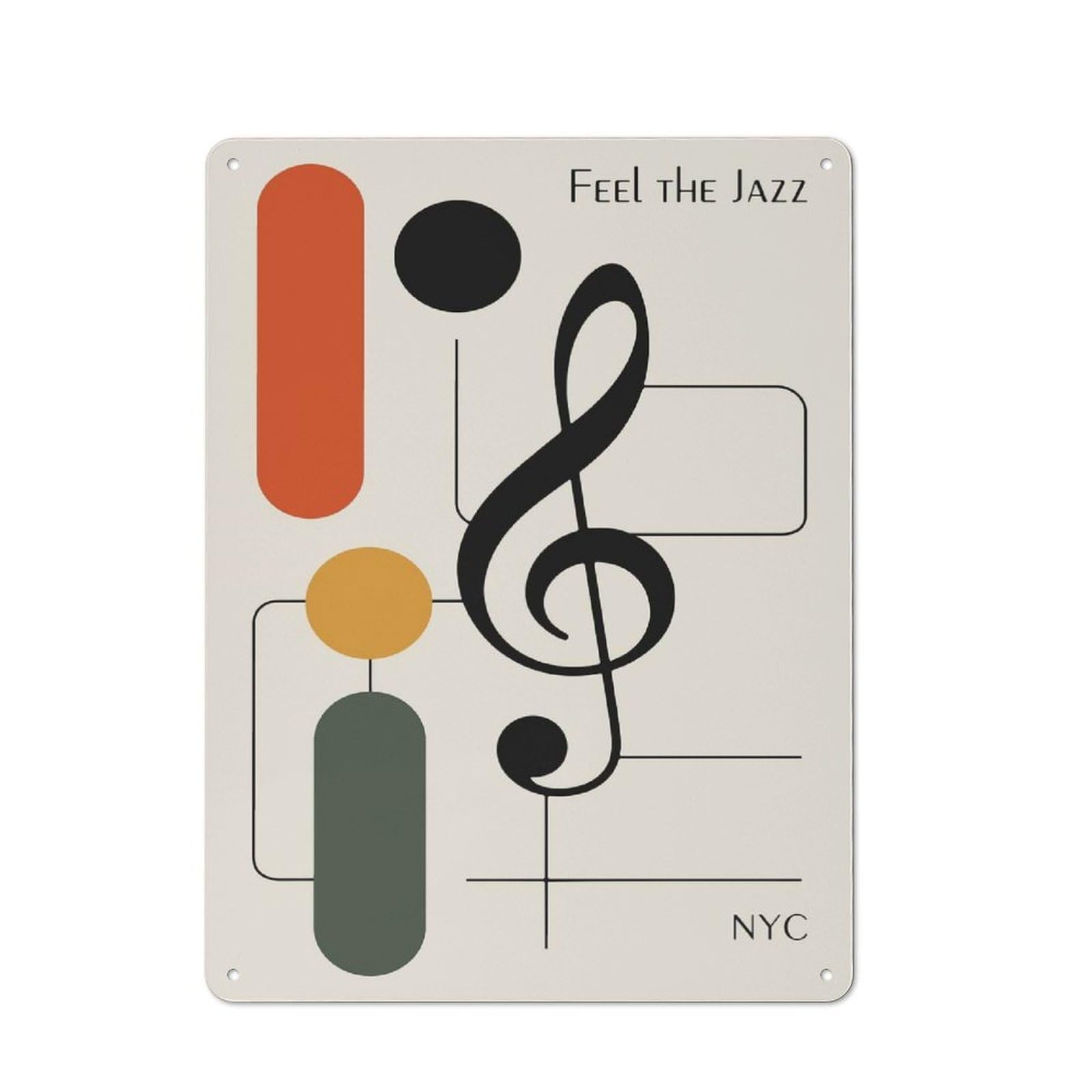 Junmoney Style-21 Loft Style Feel The Jazz - Abstract Music Art Decorative Metal Plaque 40X30cm, Studio Wall Art For Workspace, Cafe, Hallway Or Garage